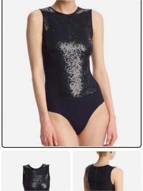 NWT Express Black Sequin Contour Bodysuit
